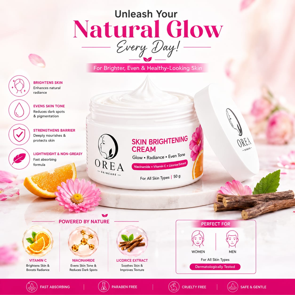 OREA SKIN BRIGHTENING CREAM — Lightweight Daily Moisturizer for Radiant Skin