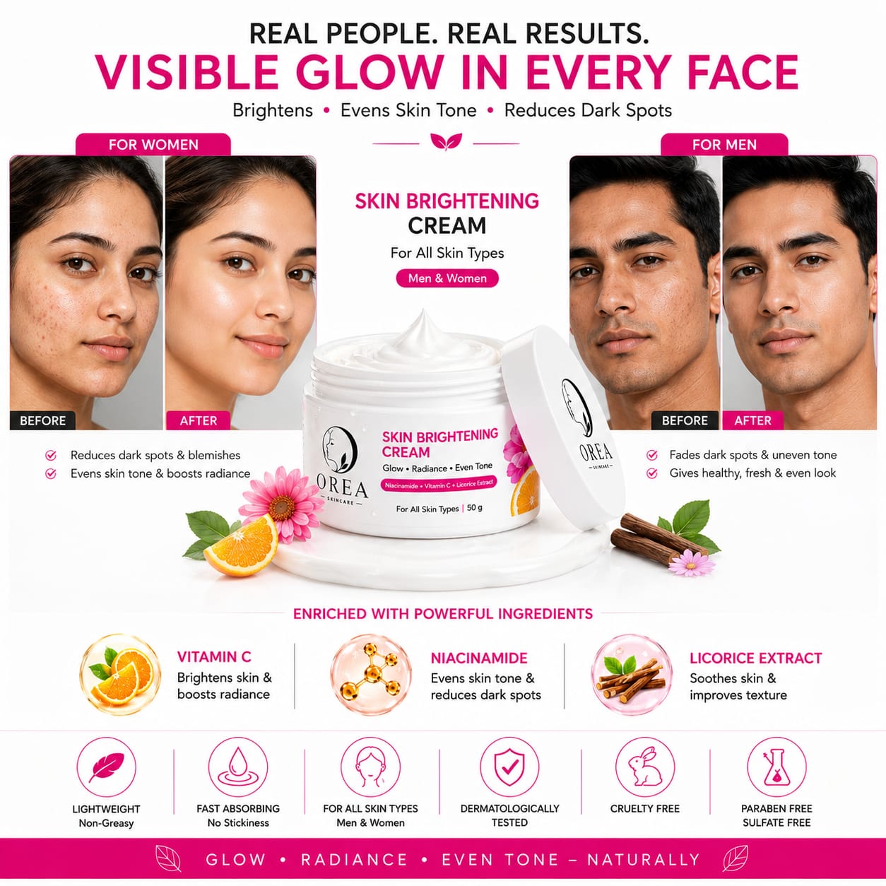 OREA SKIN BRIGHTENING CREAM — Lightweight Daily Moisturizer for Radiant Skin